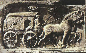 römischer Kutscher, Kutsche, Pferde