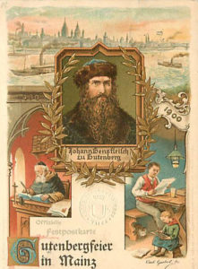 Festpostkarte anlässlich der Gutenbergfeier in Mainz