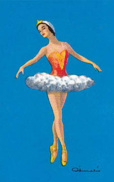 Spielkarte: Balletttänzerin im Tutu macht Spitzentanz