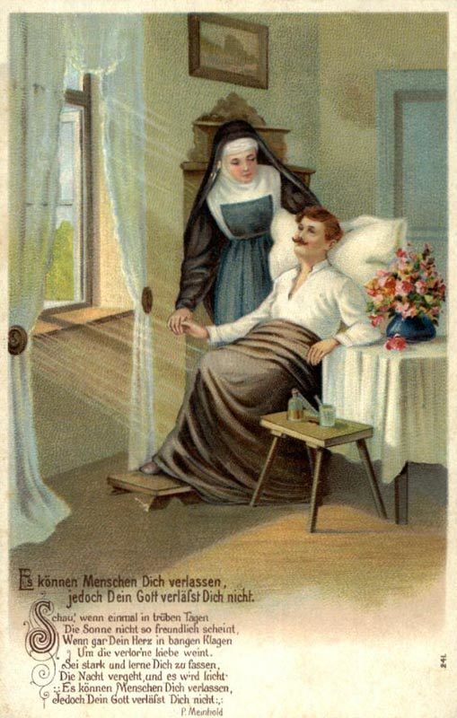 Nonne besucht kranken Mann