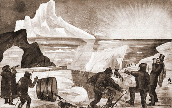 Polarforscher auf Expedition im tiefen Eis