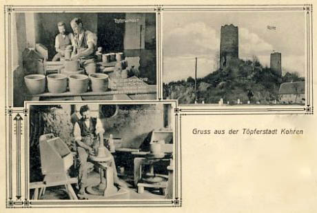 Foto: drei Abbildungen der Töpferstadt Kohren