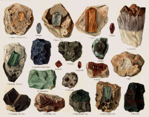 Farblitho: diverse Rohedelsteinen - 1878