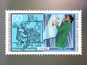 Briefmarke: Glaser früher und heute