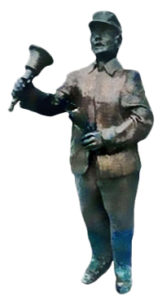 Bronzefigur: Ausscheller mit großer Handglocke