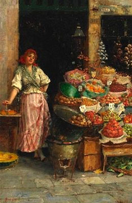 Obsthändlerin, Obst, Verkauf, Italien