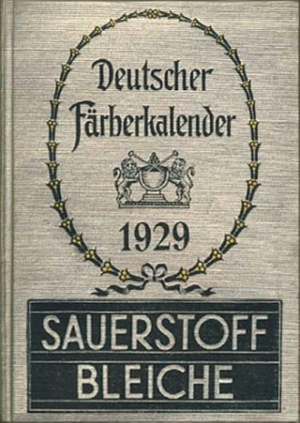 Buchcover: Deutscher Färberkalender von 1929 mit Werbung für Sauerstoffbleiche