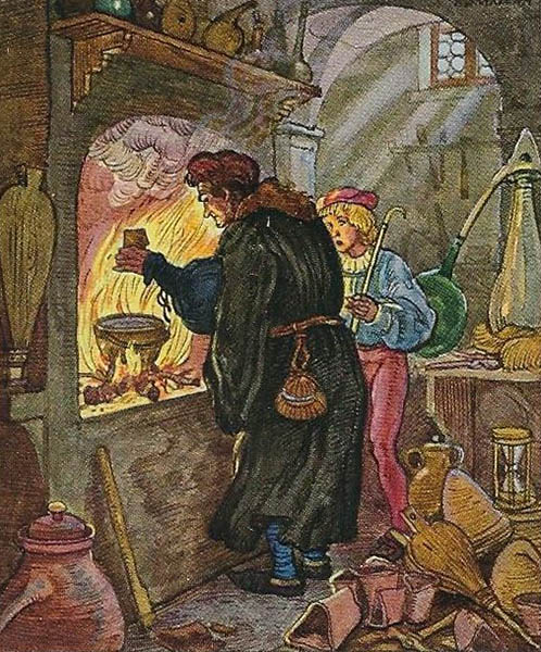 Alchemist mit seinem Lehrling
