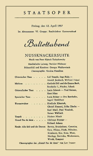 Flyer für einen Ballettabend der Staatsoper