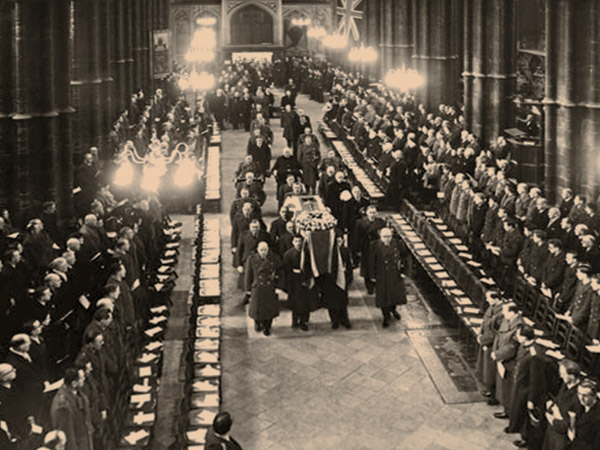 sw Foto: Leichenträger im Mittelgang von Westminster Abbey - 1956