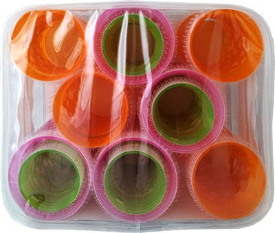 Farbfoto: Volumen-Haftwickler in 3 Größen aus Kunststoff in Plastikbox - 2000, England