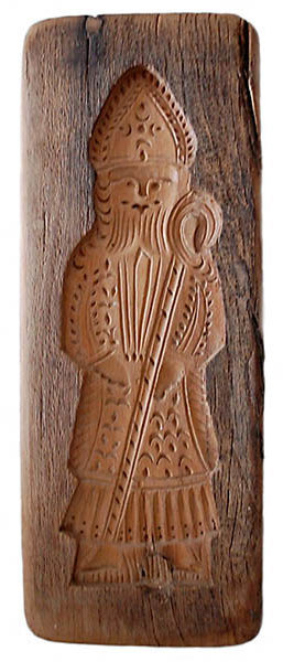 alte Holzform zum Lebkuchenbacken mit Kardinal als Motiv