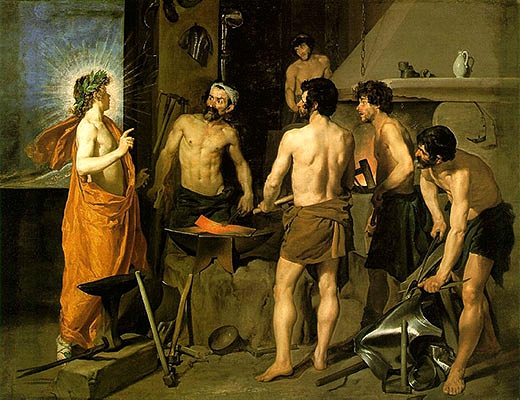 Gemälde: Apollo zu Besuch bei Vulcanus und seinen Gehilfen