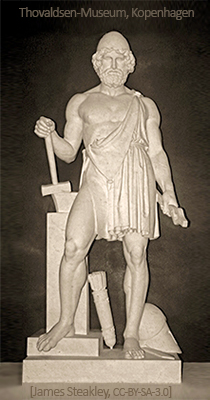 Skulptur: Vulcanus mit Hammer und Zange