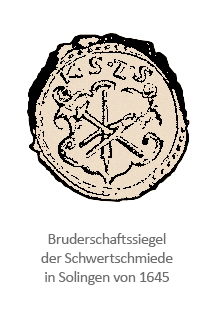 Siegelabdruck: in einem Wappen mittig ein Schwert gekreuzt von Hammer und Zange