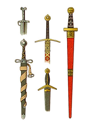 Farblitho: Schwerter und Schwertgriffe - 1300
