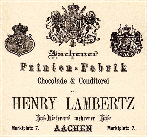 sw Druck: ' Aachener Printen-Fabrik von Henry Lambertz' - 1874, Aachen