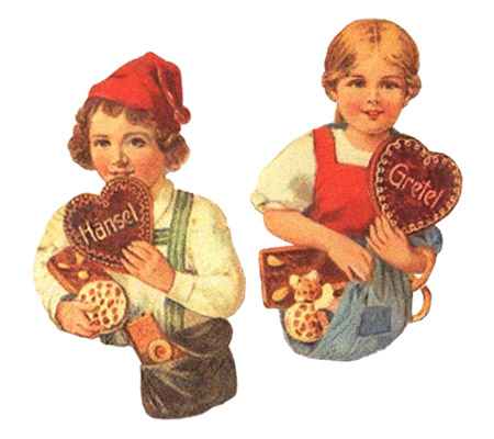 2 Oblaten(büsten)bilder: beide haben Tascher voller Lebkuchen und Herz mit ihrem Namen in der Hand - 1890