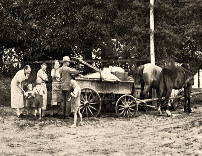 sw Foto: polnischer Hausierer mit Pferdefuhrwerk - 1930