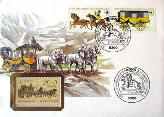 Ersttagsbrief: Briefumschlag mit gestempelten Briefmarken