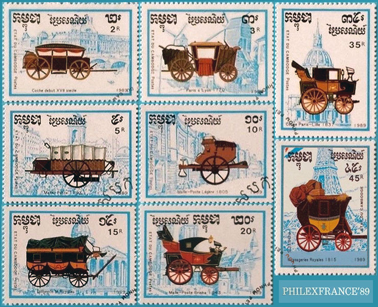 Briefmarken: historische Postkutschen 17.-19. Jh