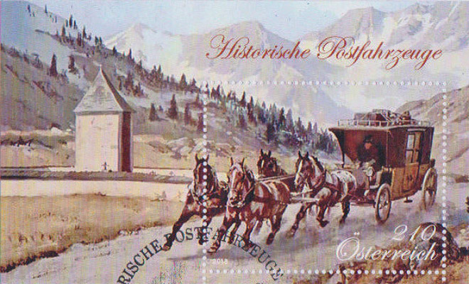 Briefmarke: Postkutsche mit vier Pferden