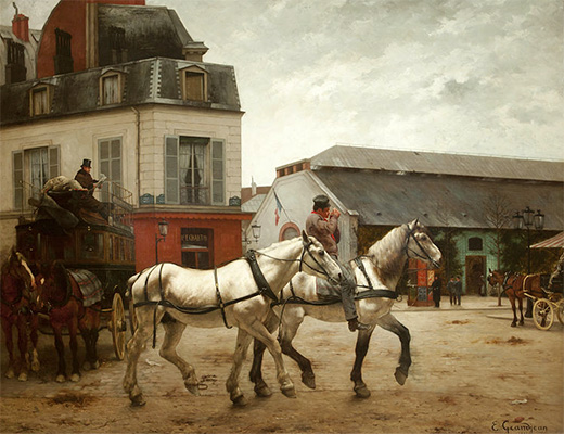 Gemälde: Pariser Post- und Pferdewechselstation