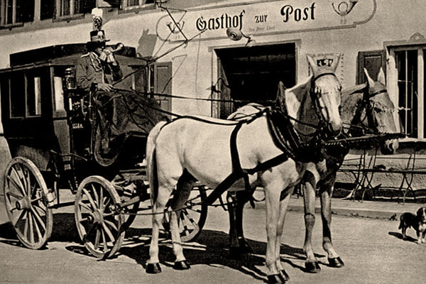 sw Fotokarte: Gasthof zur Post ... Jahre später