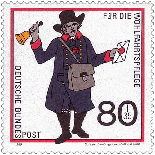 Briefmarke: Fußbote kündigt sein Kommen mit Handglocke an - 1808