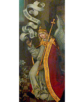 Altarbild: Gabriel mit Schriftrolle und Botenstab - 1500