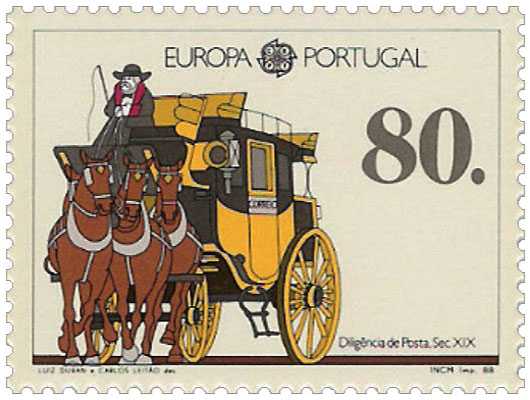 Briefmarke: Dreispänner-Postkutsche