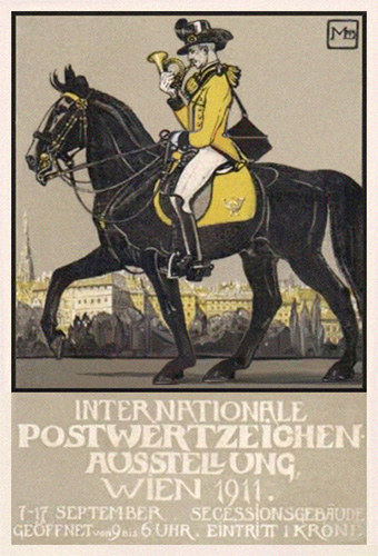 Werbekarte mit Postreiter - 1911, Wien