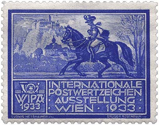 Marke mit über Land reitendem Boten - 1933, Österreich