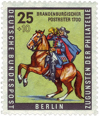 Briefmarke: Bote auf sich aufbäumenden Pferd - 1700