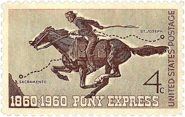 USP-Briefmarke (1960): Postreiter im wilden Galopp