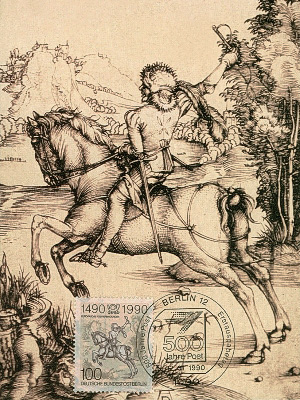Karte + Marke mit Kupferstich von Dürer