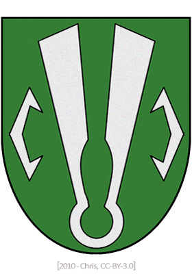 Wappen: auf grünem Grund eine Tuchschere aus einem Stück