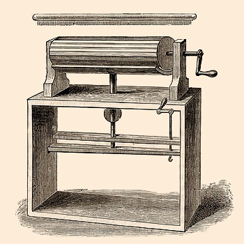 Kupferstich: grafische Darstellung der Maschine - 1750