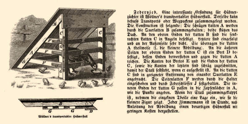 Abb.+ Beschreibung: Transportabler Hühnerstall - 1873