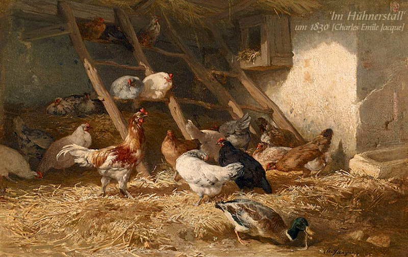 Gemälde: Im Hühnerstall - um 1830, Frankreich