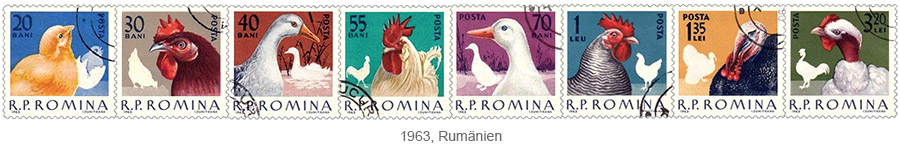 Briefmarkensatz: Nutzgeflügel - 1963, Rumänien