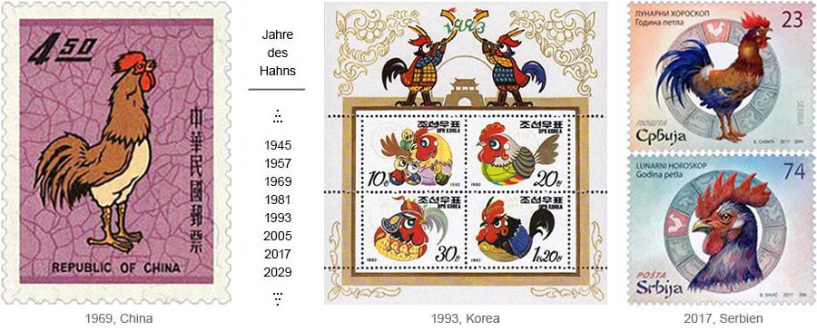 Briefmarken zum 'Jahr des Hahns'