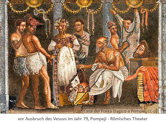 Mosaik: Römische Theaterszene - vor 79, Pompeji