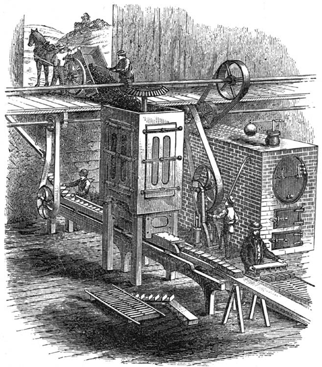 sw-Zeichnung: Torfmaschine zur Verarbeitung von Torf