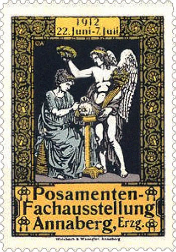 Werbemarke: Posamenten-Fachausstellung in Annaberg - 1912