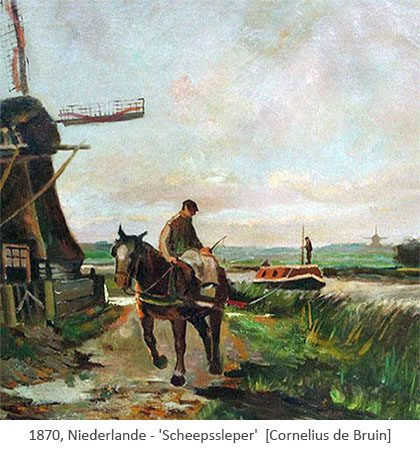 Gemälde: Treidler zu Pferd an Kanal - 1870, NL