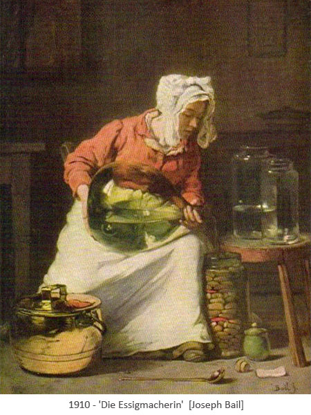 Gemailde: Frau beim Umfüllen von Essig - 1910