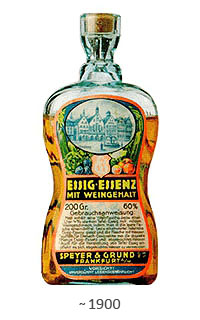 Farbfoto: Glasflasche mit 60%iger Essig-Essenz ~1900