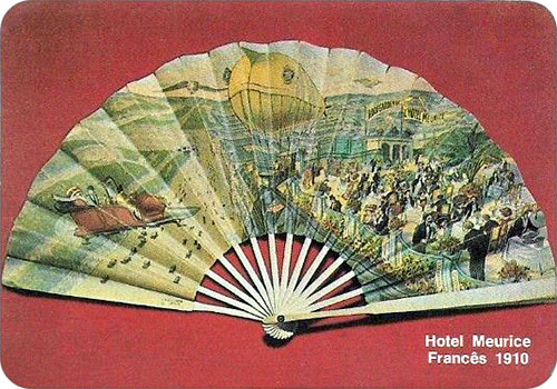 spanisches Sammelbild mit franz. Fächer von 1910