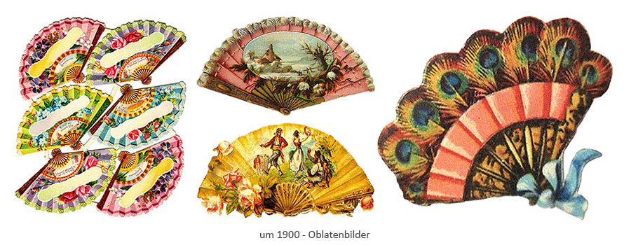 Oblatenbilder mit Fächermotiven ~1900